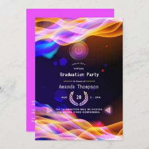 Invitation Flames de Neon Glow Flames Virtual Graduation Part