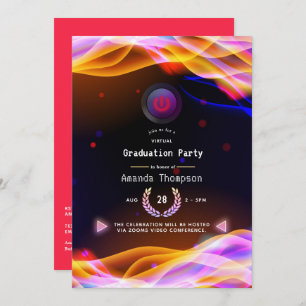 Invitation Flames de Neon Glow Flames Virtual Graduation Part