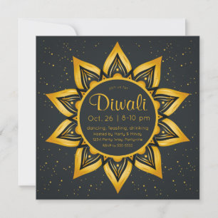 Invitation Flames Diwali Gold et Black Diya
