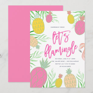 Invitation Flamingle ananas fête d'anniversaire