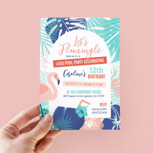 Invitation Flamingle Anniversaire Luau Pool Party