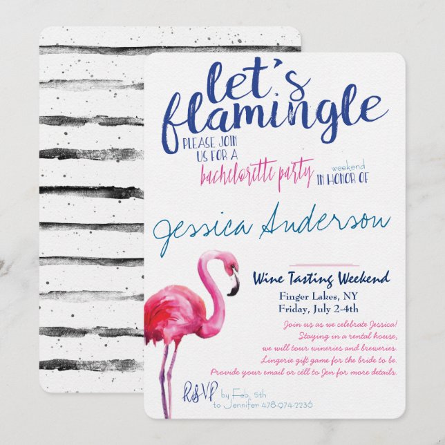 Invitation Flamingle Bachelorette (Devant / Derrière)
