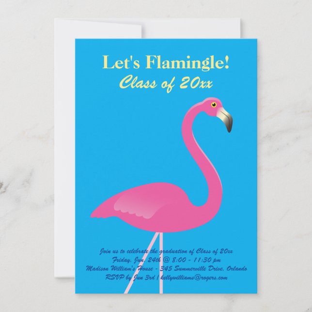 Invitation Flamingle Class of 2019 Graduation - Bleu (Devant)