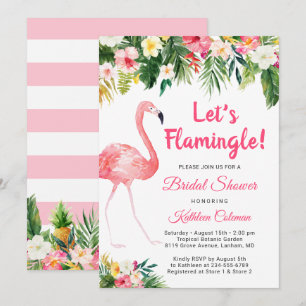 Invitation Flamingle Fête des mariées florale tropicale
