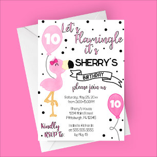 Invitation Flamingle Flamant rose fête d'anniversaire