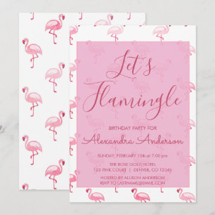 Invitation Flamingle - Flamant rose rose Anniversaire d'été