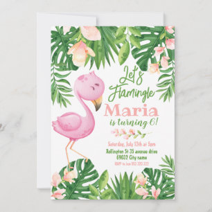 Invitation Flamingle Flamant rose tropical Anniversaire de en