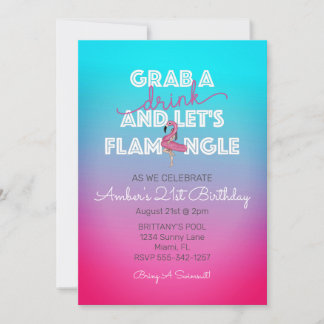 Invitation Flamingle Summer Pool Party 21e anniversaire
