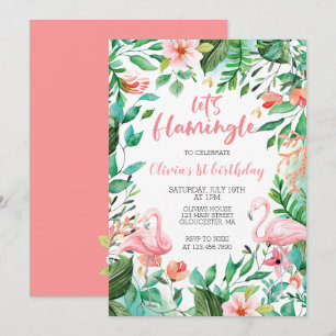Invitation Flamingle Tropical premier anniversaire flamant ro