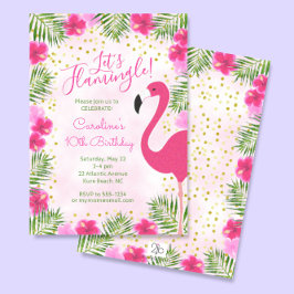 Invitation Flamingle Tropical Rose Floral Anniversaire