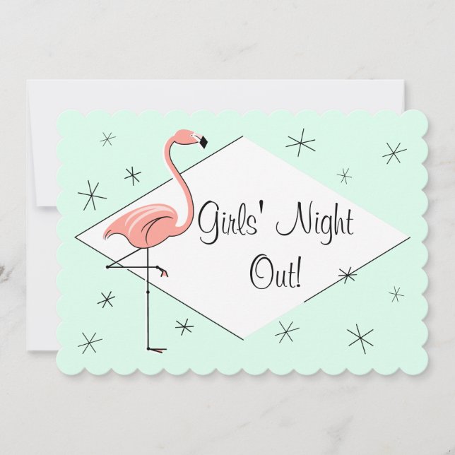 Invitation Flamingo Aqua Diamond Girls' Night Out! support (Devant)