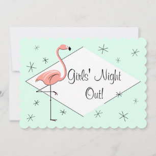 Invitation Flamingo Aqua Diamond Girls' Night Out! support