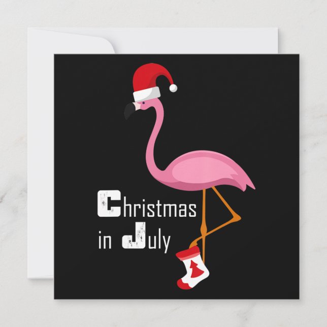 Invitation Flamingo | Noël de flamingo en juillet Fête drôle (Devant)