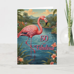 Invitation Flamingo rose élégant paradis tropical anniversair
