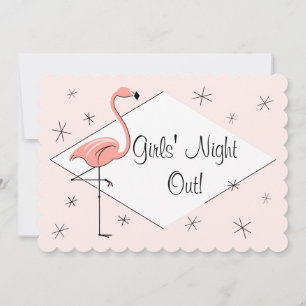 Invitation Flamingo Rose Filles de Nuit! festonné
