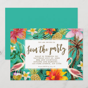 Invitation flamingo tropical fête d'anniversaire BBQ invitati