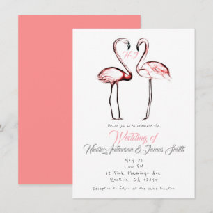 Invitation Flamingos Roses Élégants Mariage Flamingo Rose Pal