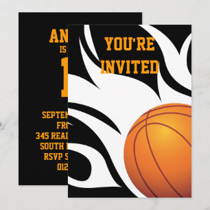 Invitation Flamme Basketball Anniversaire B/W
