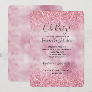 Invitation Flamme de Parties scintillant de verre rose