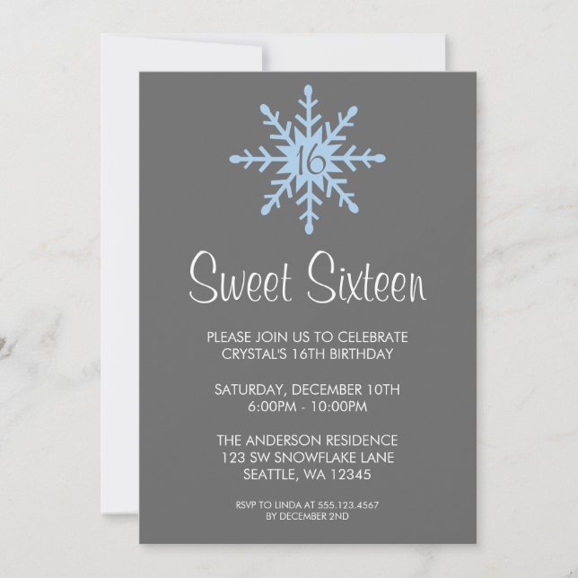 Invitation Flamme d'hiver Sweet 16 Anniversaire (Devant)