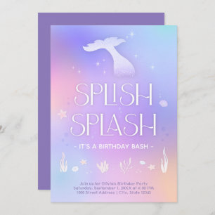 Invitation Flamme grise Whimsical Sparkly Mermaid Anniversair