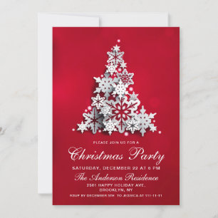 Invitation Flammes de neige 3D Élégantes Fête de Noël Arbre d