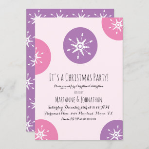 Invitation Flammes de neige de Noël Pink Purple Dots