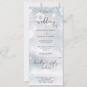 Invitation Flammes de neige d'hiver Script de coeur tout en u