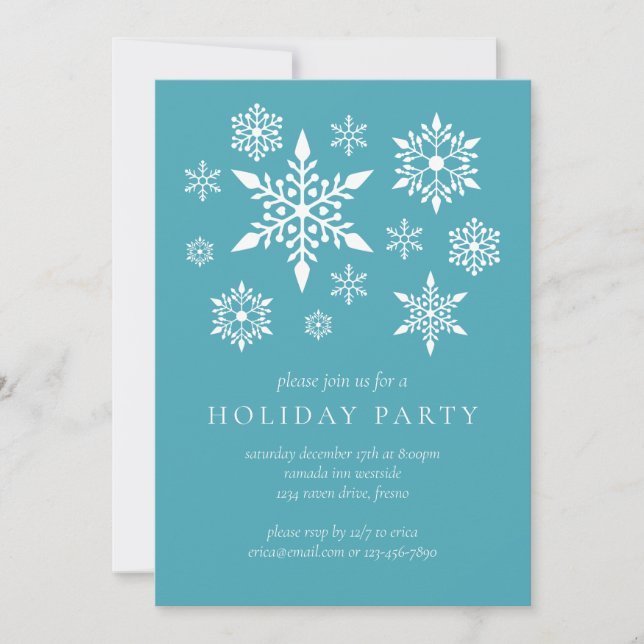 Invitation Flammes de neige d'hiver sur Turquoise Holiday Par (Devant)