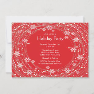 Invitation Flammes de neige modernes Rouge