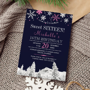 Invitation Flammes de neige Wonderland sweet sixteen rose hiv