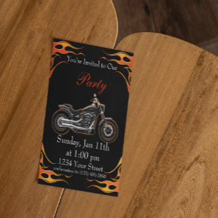 Invitation Flammes rouges et orange Flames Motorcycle Bike Pa
