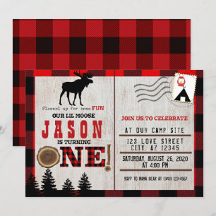Invitation Flanel vers le haut pour s'amuser Little Moose 1er