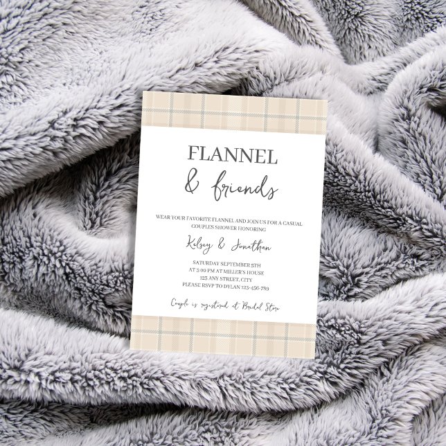 Invitation Flannel & Amis Rustic Fall Couples Douche (Flannel & Friends Rustic Fall Couples Shower Invitation)