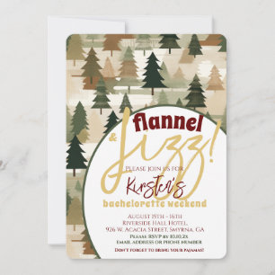 Invitation Flannel et Fizz Bachelorette Party Rustic Woods