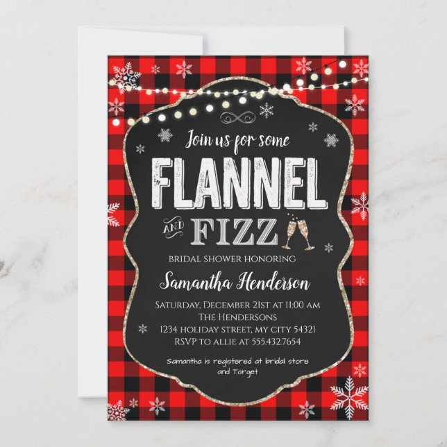 Invitation Flannel et Fizz Fête des mariées Plaid Buffalo (Devant)