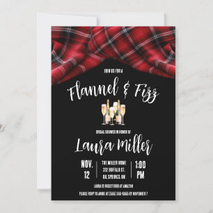 Invitation Flannel & Fizz, Plaid, Fête des mariées Champagne