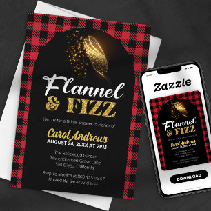 Invitation Flannel & Fizz Rouge et Noir Plaid Enterrement de