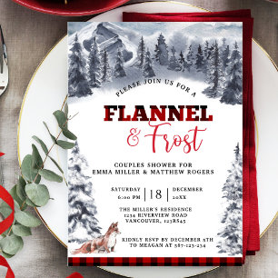 Invitation Flannel & Frost Holiday Party, Mountains and Fox