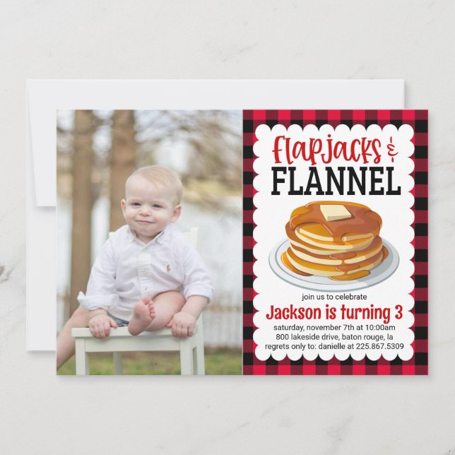 Invitation Flapjacks et Flannel Pancake Photo Anniversaire (Devant)