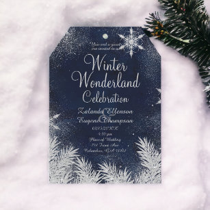 Invitation Fléau de neige bleu argenté mariage hiver merveill