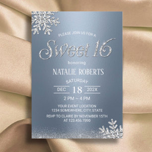 Invitation Fléau de neige moderne Silver Dusty Blue Winter Sw