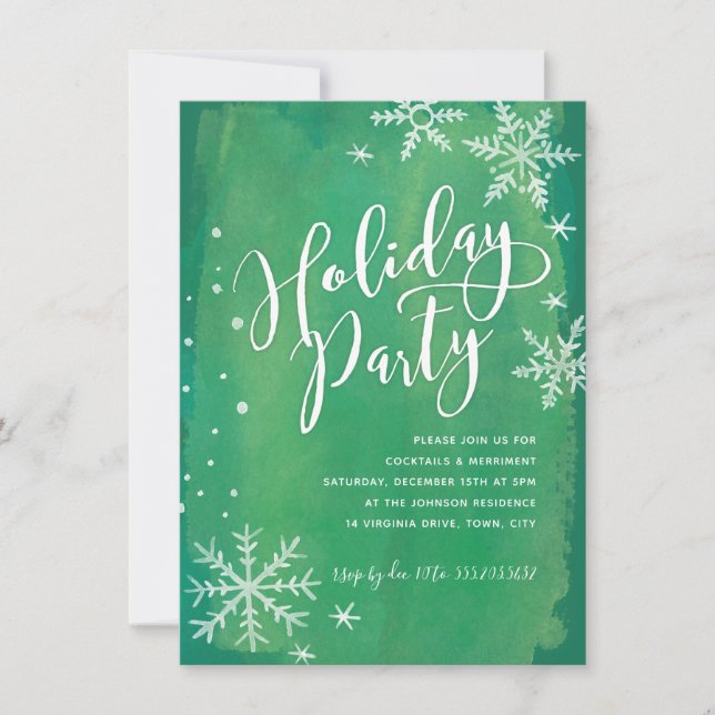 Invitation Flèche de neige Whimy | Green Holiday Party (Devant)