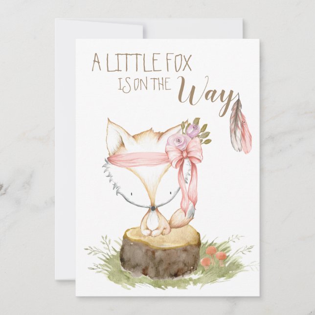 Invitation *~* Flèche de plumes de forêt de renard boho (Devant)