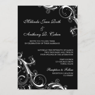 Invitation Flèche en fibre noire avec Mariage blanc 5x7