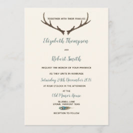 Invitation Flèche et Antler Rustic Chic Mariage Cream & Blue