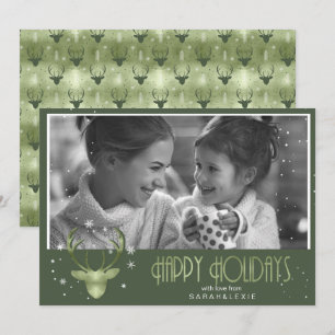 Invitation Flèches de cerfs Antlers Photo de Noël V2 Green ID