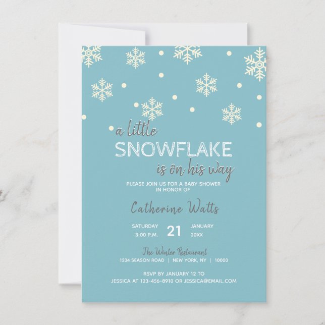 Invitation Flèches de neige BABY SHOWER gris argent bleu | GA (Devant)