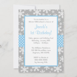 Invitation Flèches de neige bleues et grises Hiver Onederland