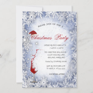 Invitation Flèches de neige bleues, Verre, Fête de Noël d'ent